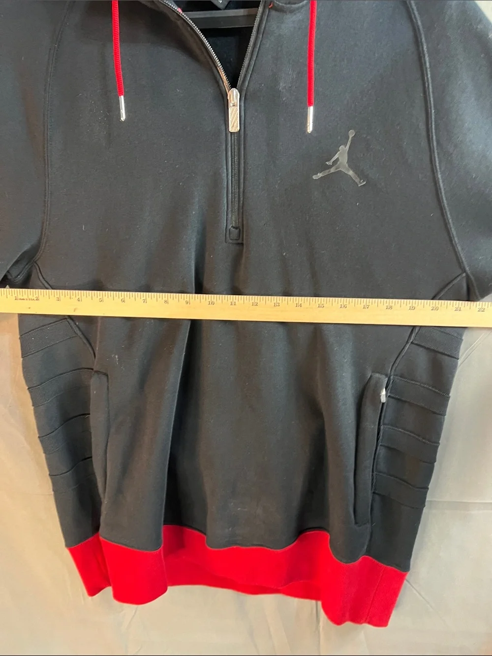 Jordan11 bread Black Hoodie with Red Trim men’s Lg